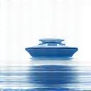 水面に浮かぶ小型の水上ドローンのアイコン。