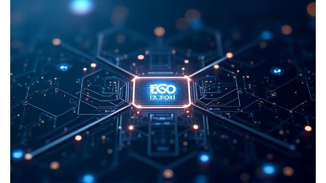 ISOIEC 27001マークとサイバーセキュリティの概念図