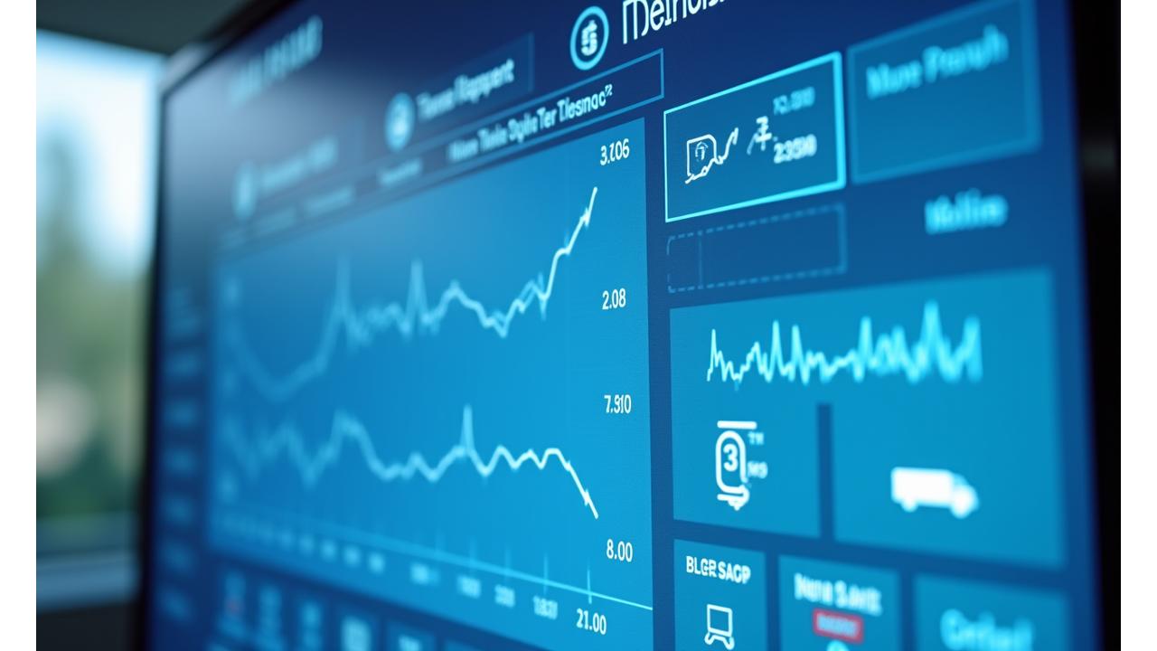 IoTセンサーからのデータを表示するダッシュボード画面。魚のアイコン、温度グラフ、振動アラート、GPS位置情報マップがデジタルで表現されている。