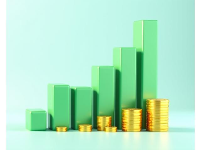 成長する棒グラフと利益を示すコインの積み重ね